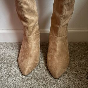 Express Tan Heeled Suede Boots